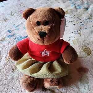 Starbucks Rare Coffee Christmas Girl Plush Bearista Bear Dress Star 2018 ear tag